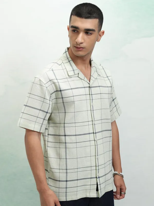 Highlander Men Green Checked Relaxed Fit Casual Shirt