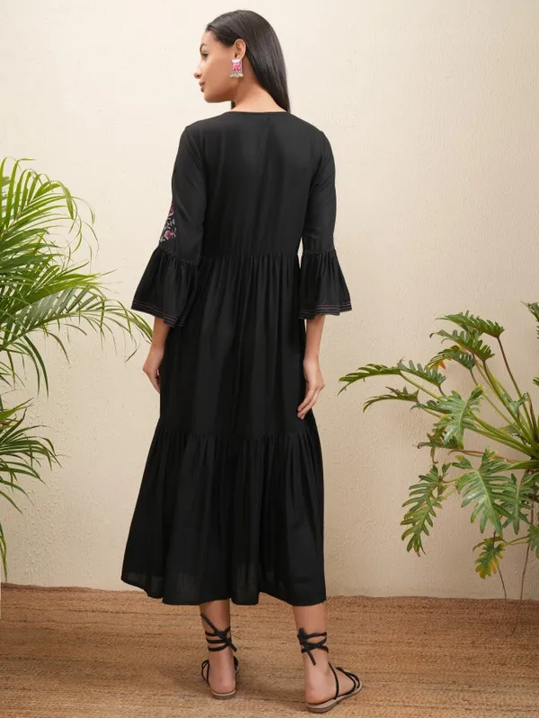 Embroidered Fit and Flare Dress