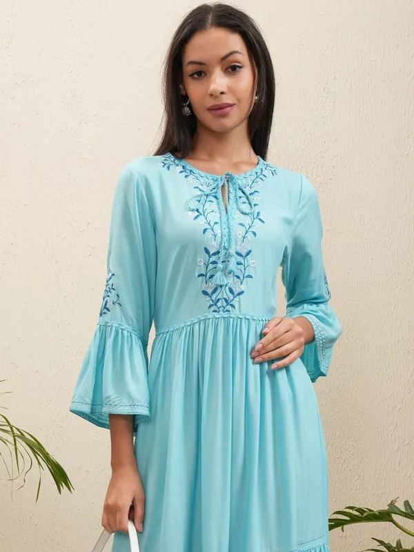 Embroidered Fit and Flare Dress
