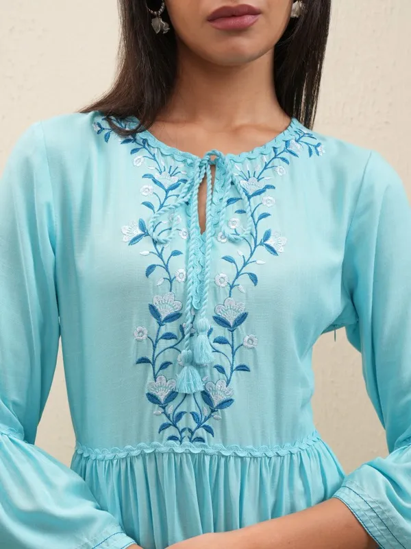 Embroidered Fit and Flare Dress