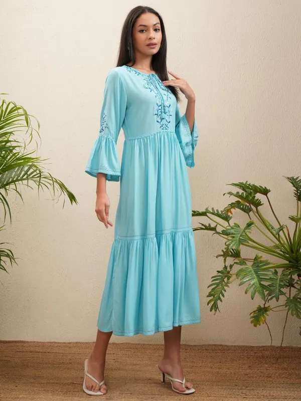 Embroidered Fit and Flare Dress