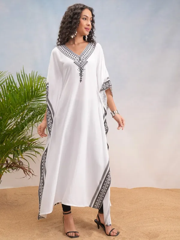 Embroidered Kaftan Top