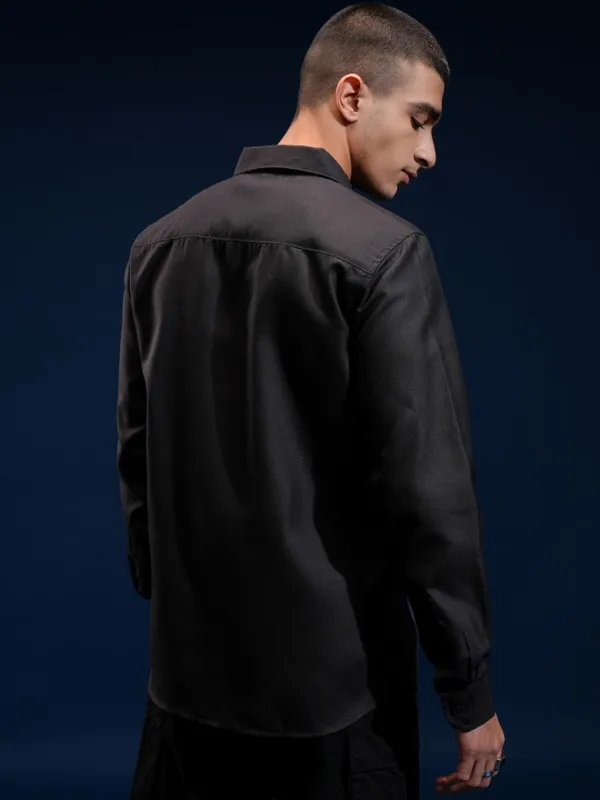 Highlander Men Black Printed Regular Fit Casual Shirt