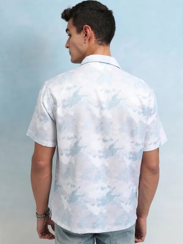 Highlander Men Blue Printed Relaxed Fit Casual Shirt