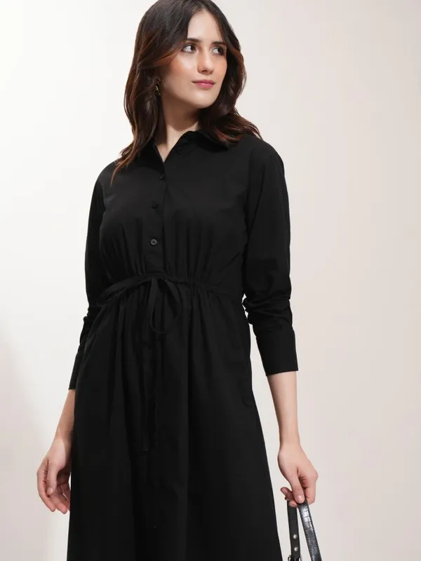 Tokyo Talkies Women Black Solid Shirt Dress