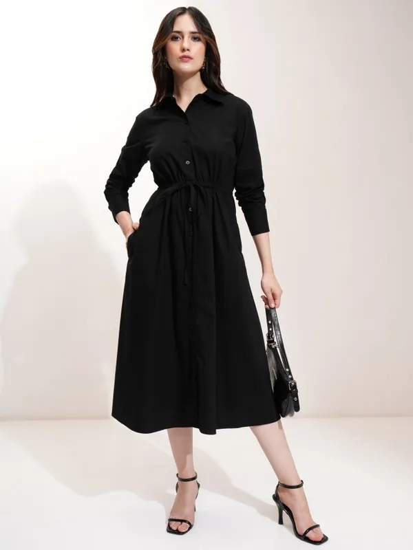 Tokyo Talkies Women Black Solid Shirt Dress