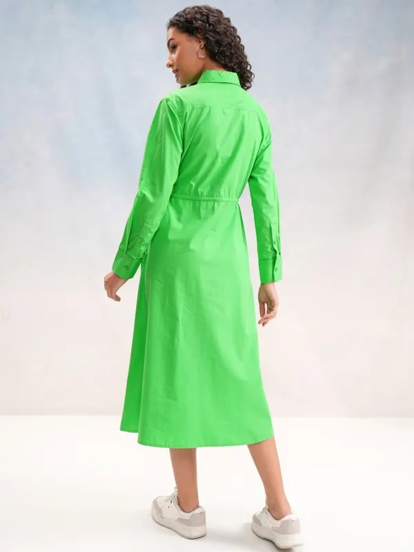 Tokyo Talkies Women Green Solid Shirt Dress
