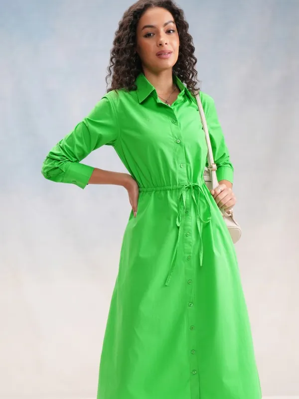 Tokyo Talkies Women Green Solid Shirt Dress
