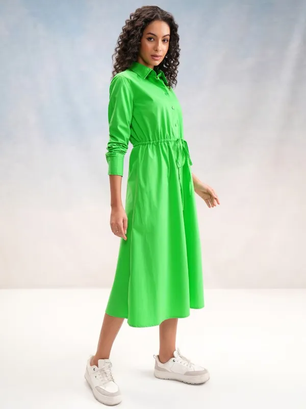 Tokyo Talkies Women Green Solid Shirt Dress