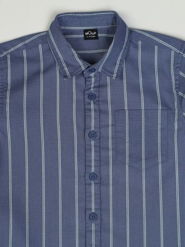 Hoop Boys Blue Striped Slim Fit Casual Shirt