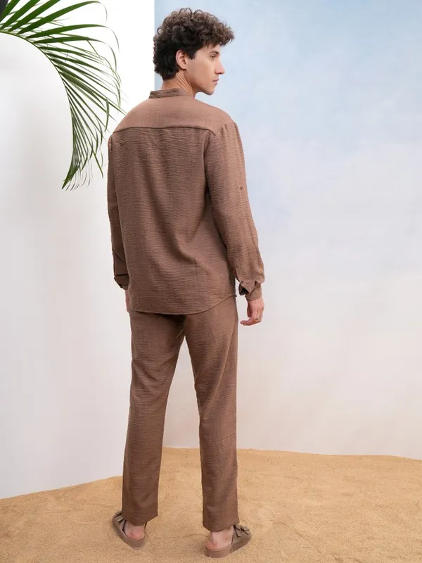 Highlander Men Brown Shirt With Trousers Co-Ords