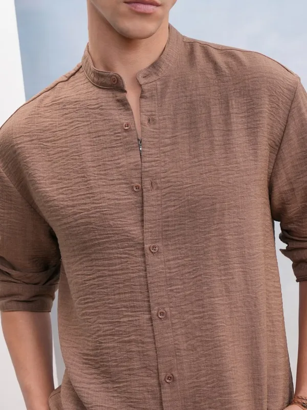 Highlander Men Brown Shirt With Trousers Co-Ords