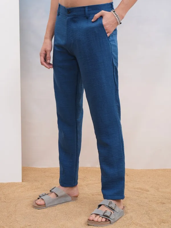 Highlander Men Navy Blue Shirt With Trousers Co-Ords