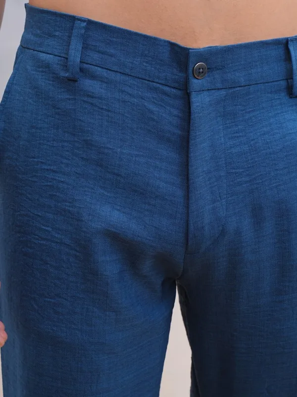 Highlander Men Navy Blue Shirt With Trousers Co-Ords