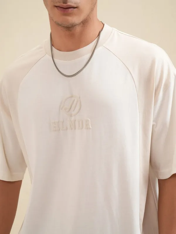 Highlander Men Off White Printed Round Neck Oversized Fit T-Shirt