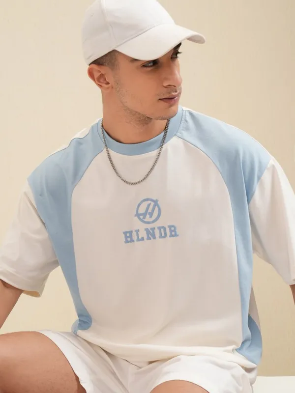 Highlander Men Off White Printed Round Neck Oversized Fit T-Shirt