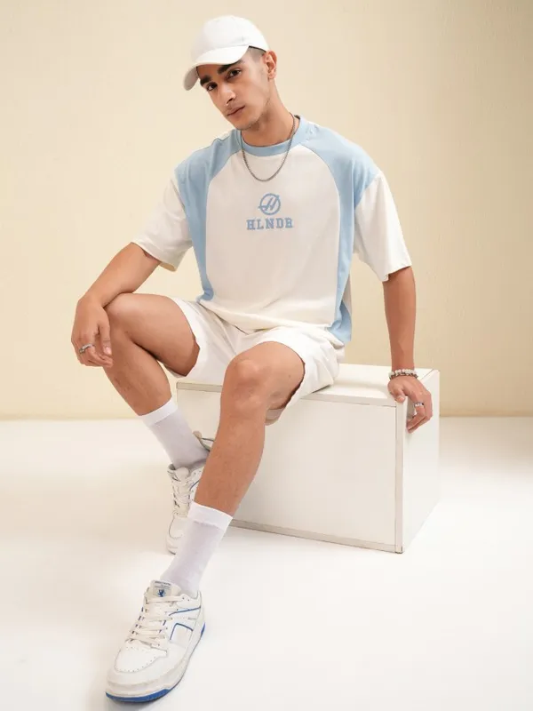 Highlander Men Off White Printed Round Neck Oversized Fit T-Shirt