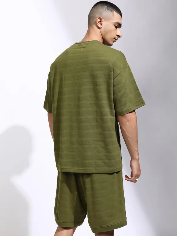 Highlander Men Olive T-Shirt With Shorts Co-Ords
