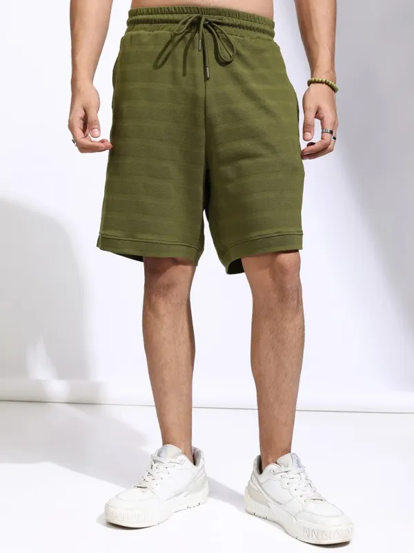 Highlander Men Olive T-Shirt With Shorts Co-Ords