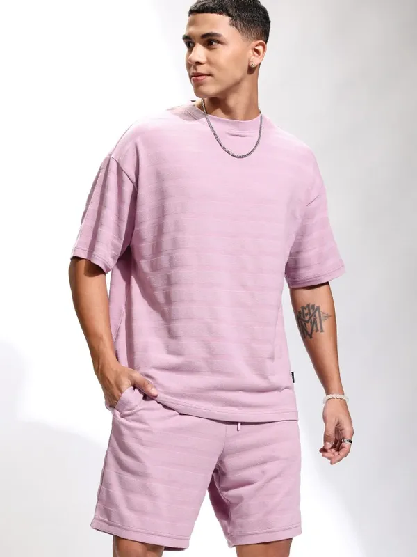 Highlander Men Mauve T-Shirt With Shorts Co-Ords