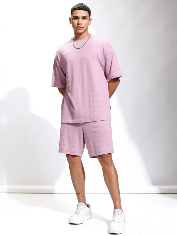 Highlander Men Mauve T-Shirt With Shorts Co-Ords