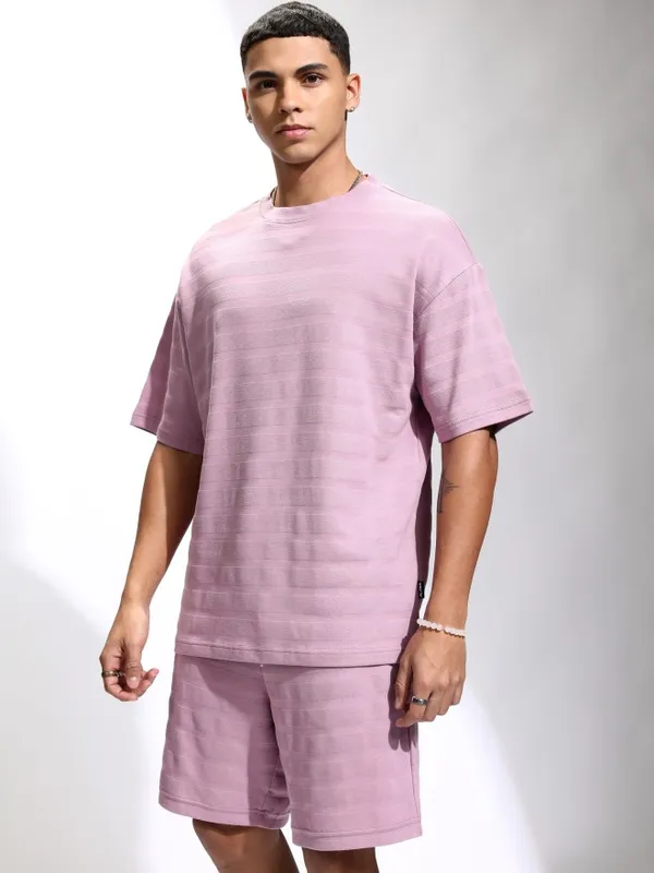 Highlander Men Mauve T-Shirt With Shorts Co-Ords