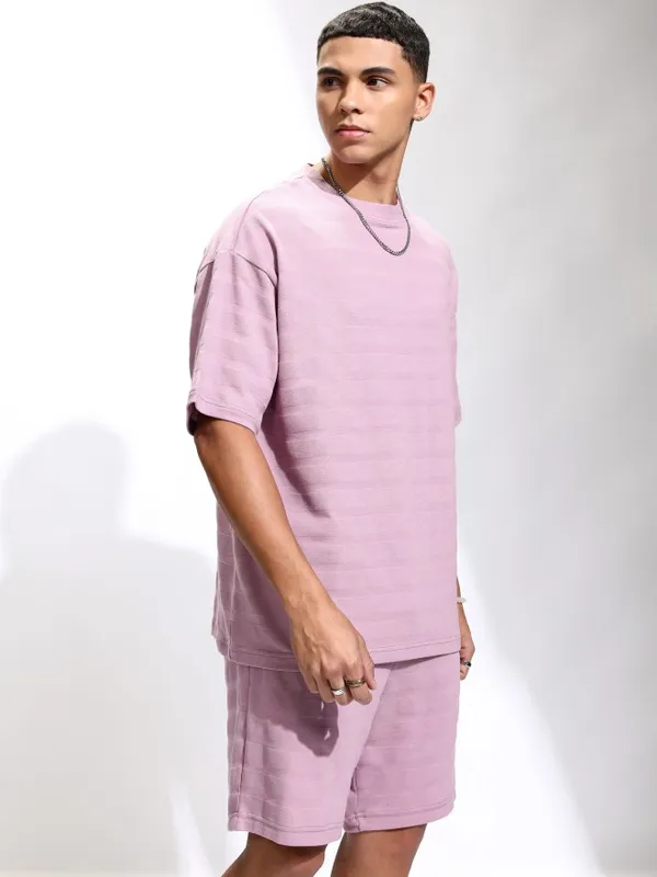 Highlander Men Mauve T-Shirt With Shorts Co-Ords