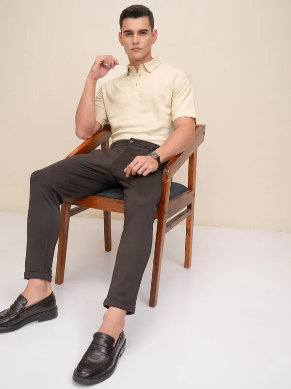 Self Design Polo Collar T-Shirt