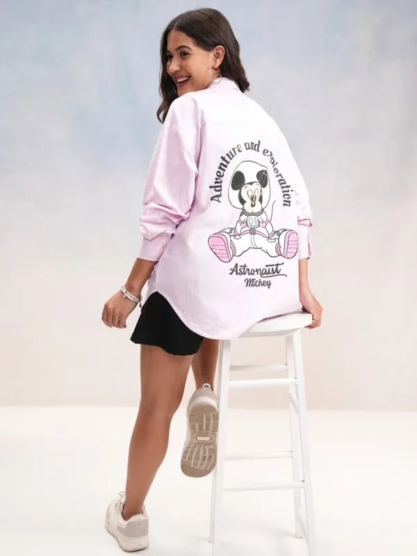 Disney By Tokyo Talkies Women Pink Mickey Mouse Printed Casual Shirt