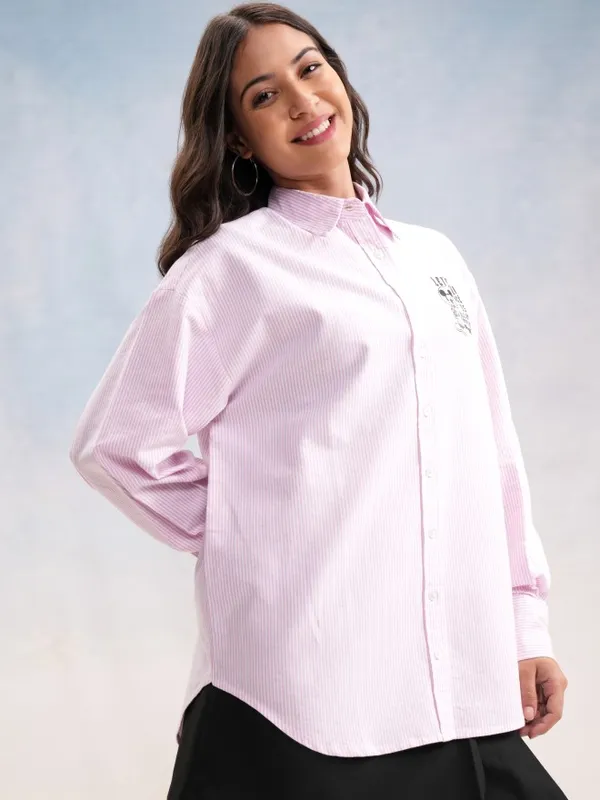 Disney By Tokyo Talkies Women Pink Mickey Mouse Printed Casual Shirt