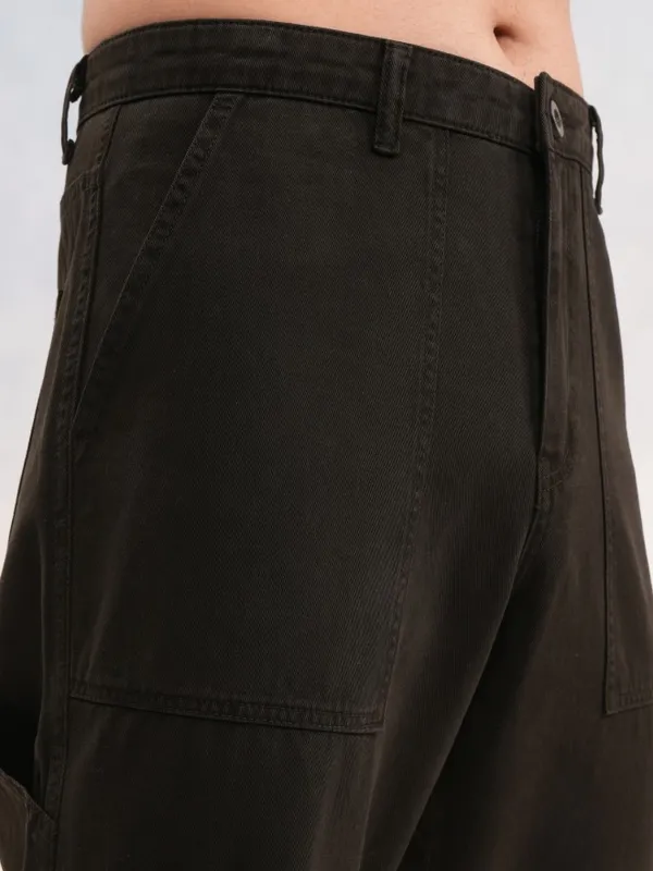 Highlander Men Beige Loose Fit Solid Cargos