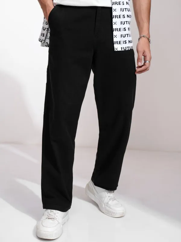 Highlander Men Black Carpenter Fit Solid Cargo