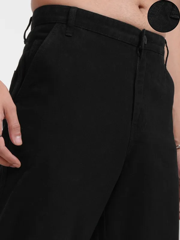 Highlander Men Black Carpenter Fit Solid Cargo