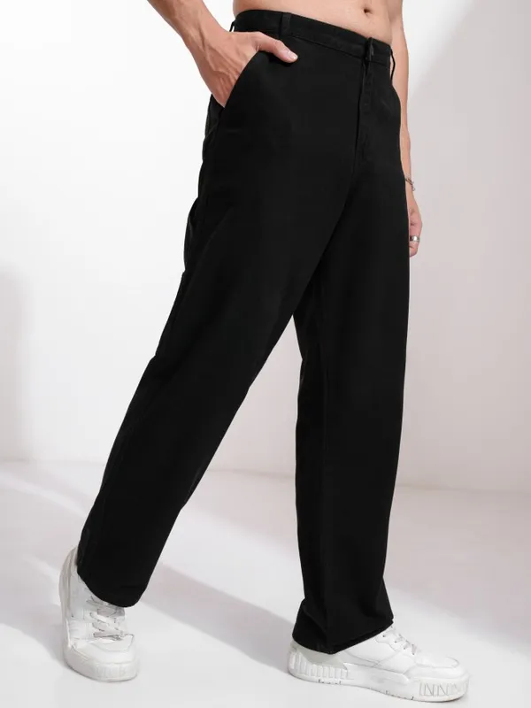 Highlander Men Black Carpenter Fit Solid Cargo