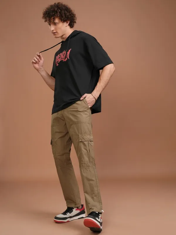 Highlander Men Brown Straight Fit Solid Cargo