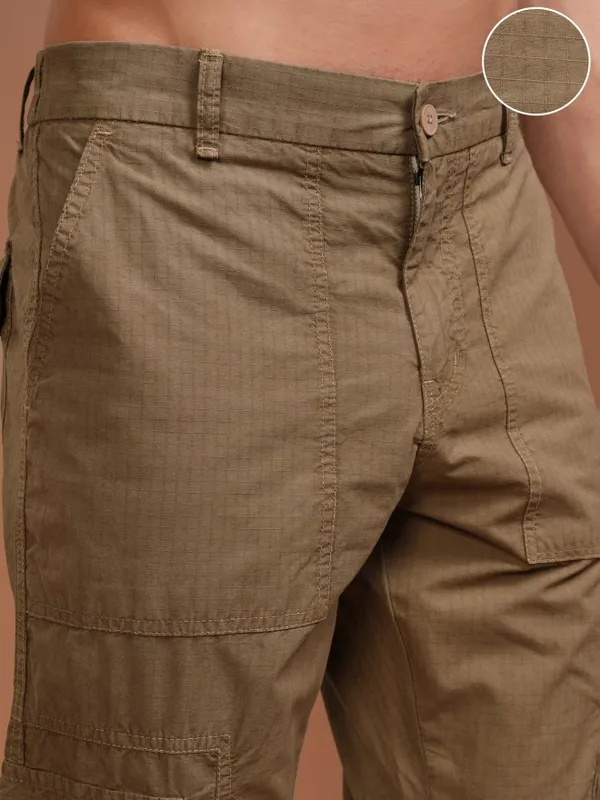 Highlander Men Brown Straight Fit Solid Cargo