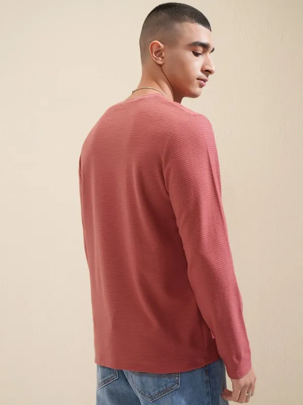 Highlander Men Rust Solid Round Neck Relaxed Fit T-Shirt