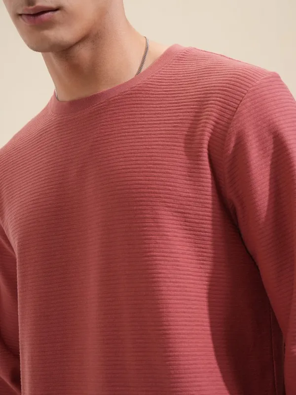 Highlander Men Rust Solid Round Neck Relaxed Fit T-Shirt