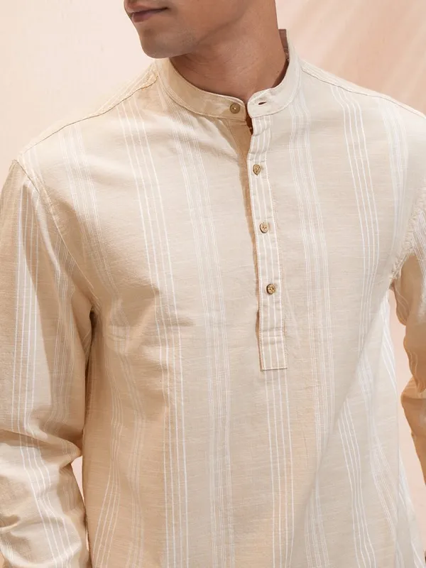 Highlander Men Beige Striped Relaxed Fit Casual Shirt