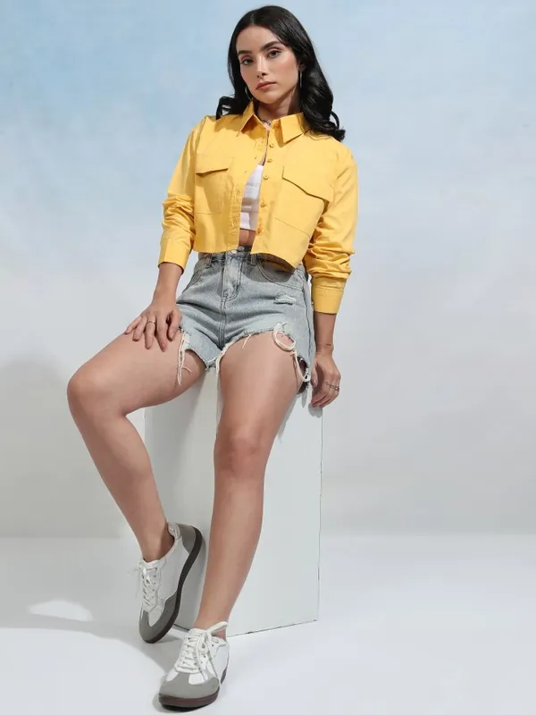 Women Solid Regular Fit Regular Fit Casual Shirt