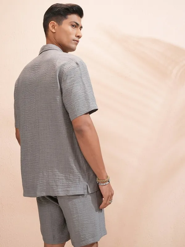 Highlander Men Grey Shirt With Shorts Co-Ords