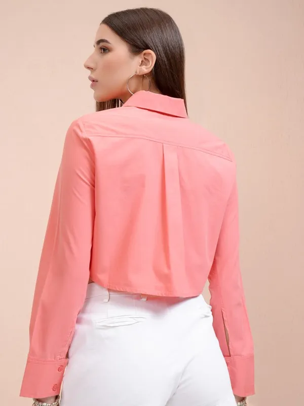 Tokyo Talkies Women Pink Solid Regular Fit Casual Shirt
