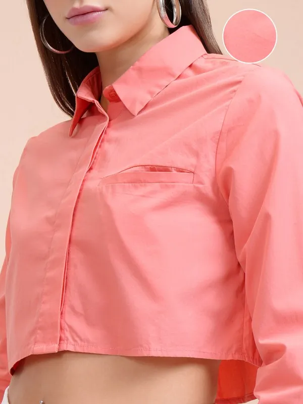 Tokyo Talkies Women Pink Solid Regular Fit Casual Shirt