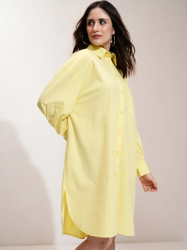 Tokyo Talkies Women Yellow Solid Shirt Dress