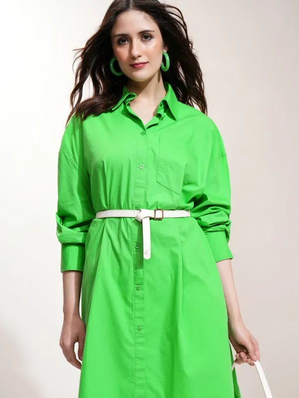 Tokyo Talkies Women Green Solid Shirt Dress