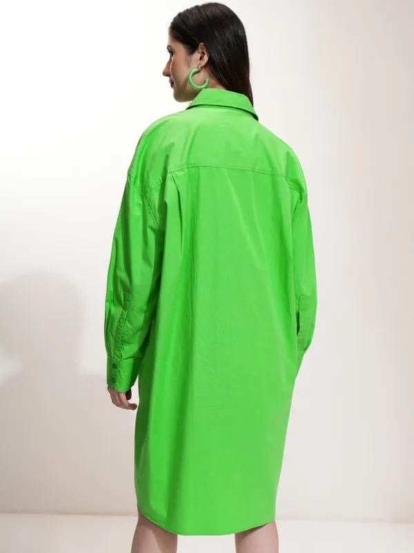 Tokyo Talkies Women Green Solid Shirt Dress