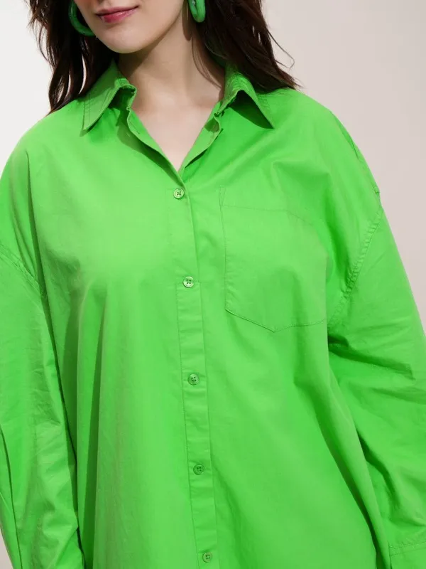 Tokyo Talkies Women Green Solid Shirt Dress