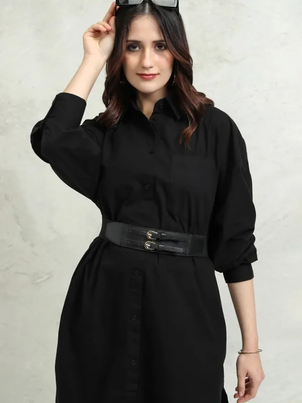 Tokyo Talkies Women Black Solid Shirt Dress