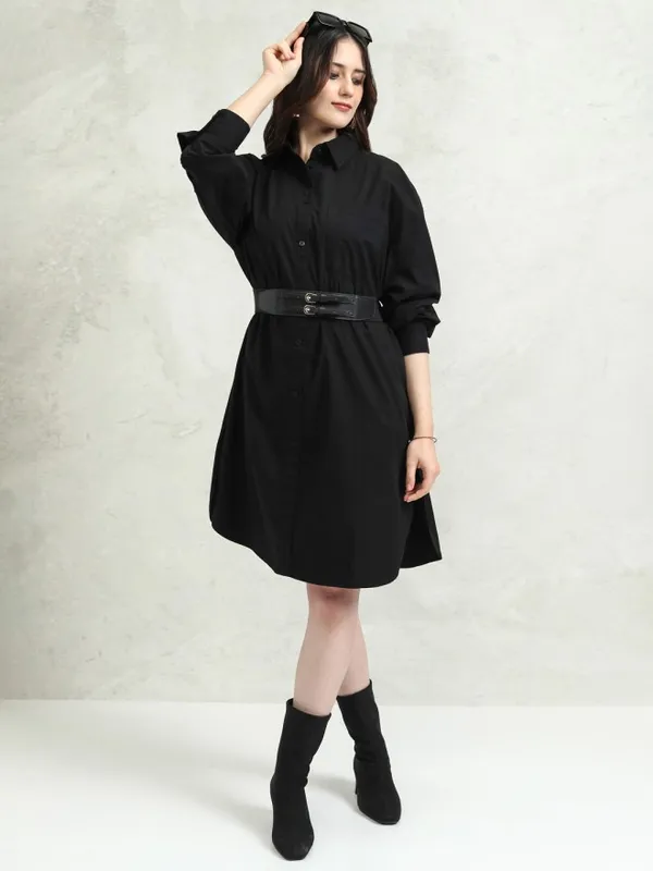 Tokyo Talkies Women Black Solid Shirt Dress