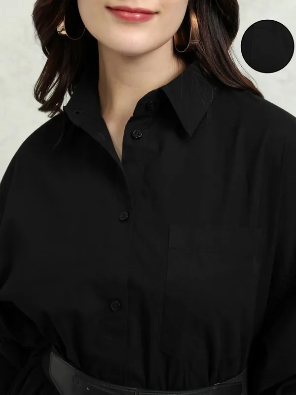 Tokyo Talkies Women Black Solid Shirt Dress